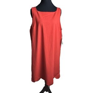 Kate Spade NY Womens M Red Sleeveless Shift Dress‎ Scallop Hem Cotton Rayon New